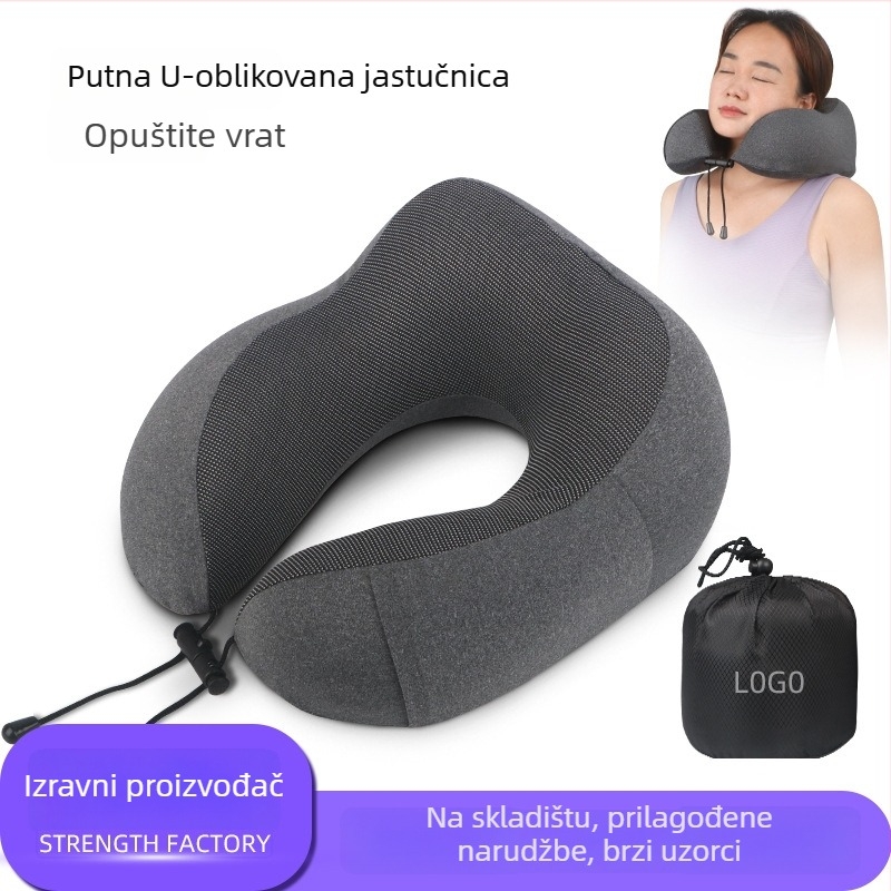 U-oblik jastuk za vrat s memorijskom pjenom za ured i putovanja, punilo: memorijska pjena, tkanina: kationična, stil: moderni minimalistički, pogodan za djecu, odrasle i starije osobe