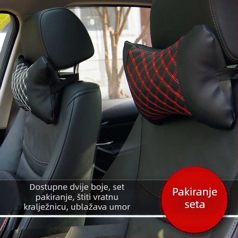 Automobilski jastuk za naslon za glavu – univerzalan, sve sezone, latex punjenje, navlaka od PU kože i mikrovlakana, mogućnost prilagodbe