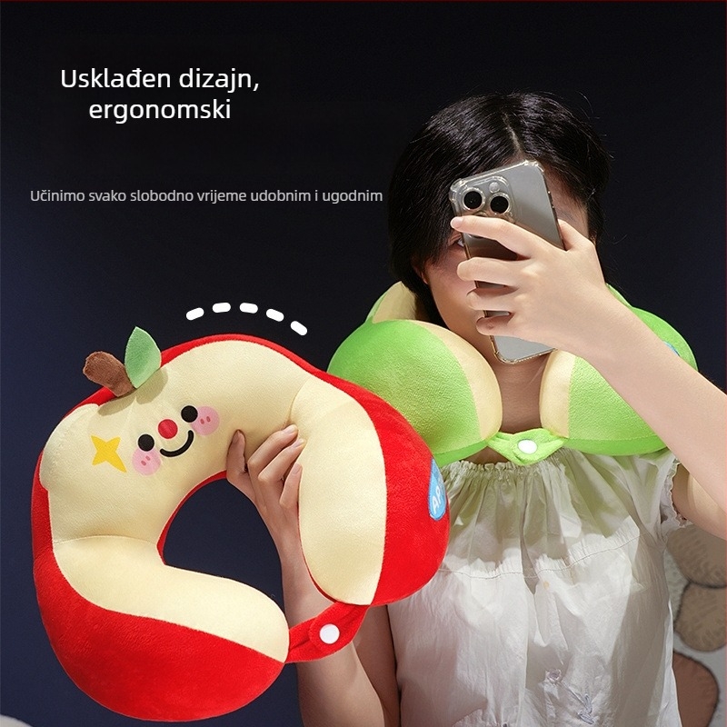 U-oblika putna jastučnica za vrat s cartoon dizajnom, punilo PP pamuk, tkanina Crystal Velvet, lagana do 0,5 kg, univerzalna primjena
