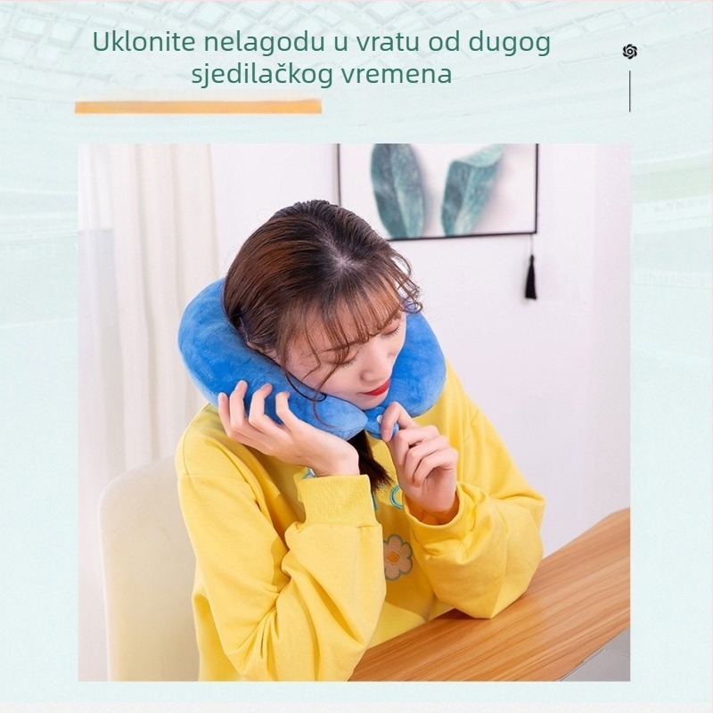 Jastuk za vrat — U-oblik putni jastuk s punjenjem od poliesterskih vlakana, navlaka od kristalnog velura, moderan minimalistički dizajn