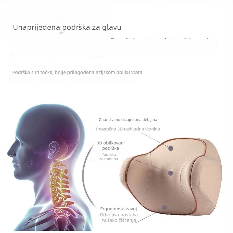 Auto jastuk za naslon glave, memorijska pjena, poliester navlaka, jednobojni uzorak, poslovni stil, zimska upotreba