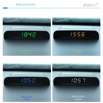 Solarni auto sat s digitalnim termometrom i higrometrom, univerzalni nosač, bez žica