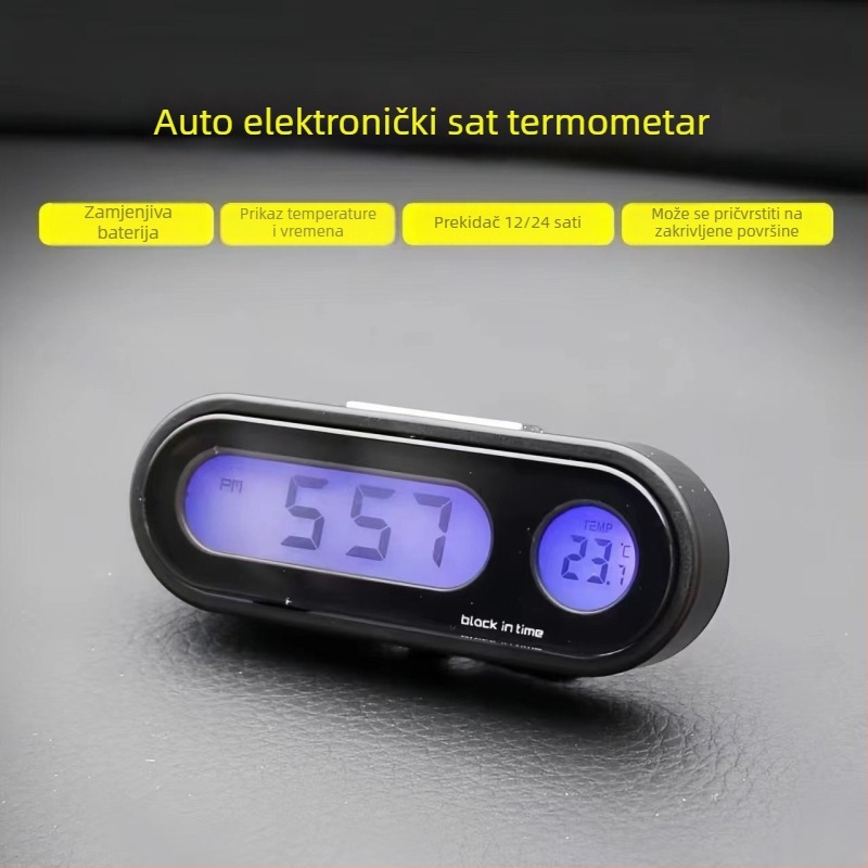 Automobilski digitalni mjerač temperature i vlage s usisnom nosačem, prozoran LCD zaslon, plastično kućište, marke Town Head