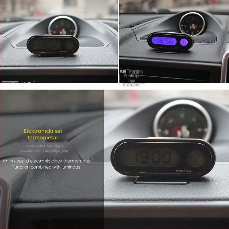 Automobilski digitalni mjerač temperature i vlage s usisnom nosačem, prozoran LCD zaslon, plastično kućište, marke Town Head