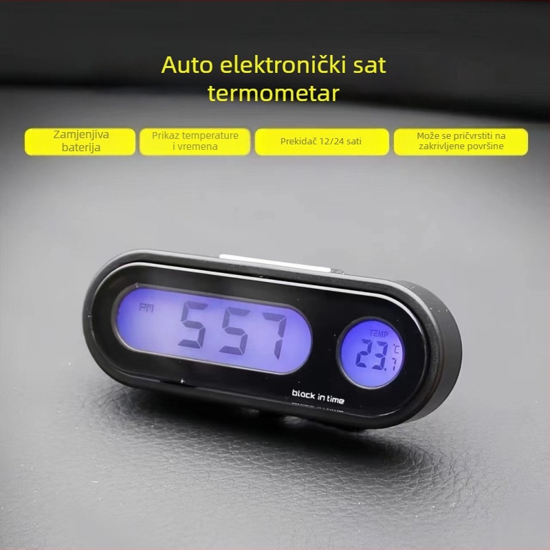 Automobilski digitalni mjerač temperature i vlage s usisnom nosačem, prozoran LCD zaslon, plastično kućište, marke Town Head