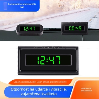 Automobilski sat s termometrom i digitalnim prikazom – ABS, središnja konzola, podesivi kut, brend Yiying