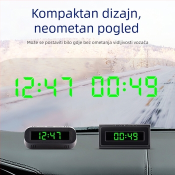 Automobilski sat s termometrom i digitalnim prikazom – ABS, središnja konzola, podesivi kut, brend Yiying