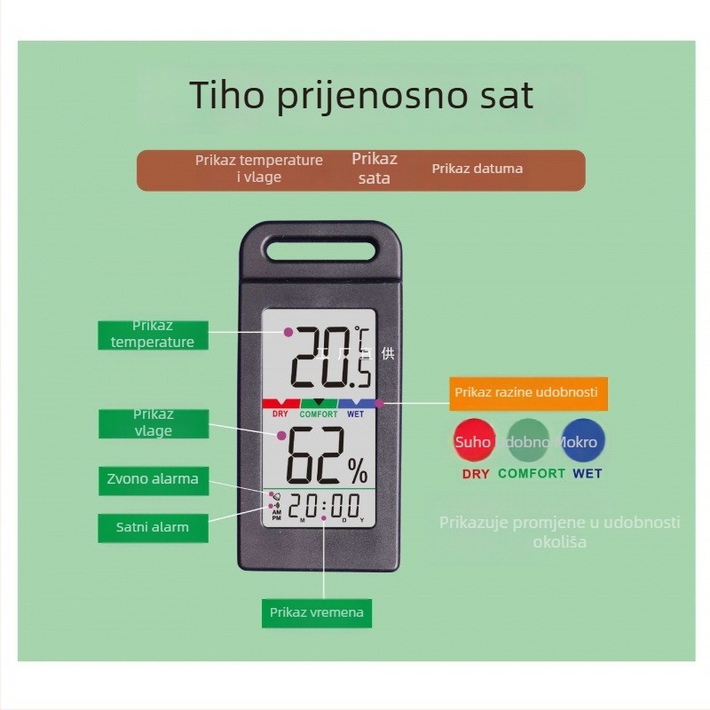 Aim Prijenosni vanjski i kućni termometar s mjerenjem vlage i kompaktnim satom | Marka: Aim; Vrsta: Drugi termometri; Razlučivost temperature: Drugi
