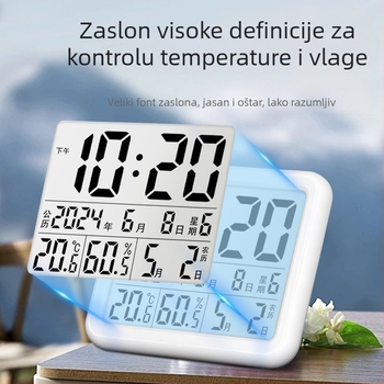 Unutarnji termometar i higrometar, elegantan dizajn za kućnu upotrebu, zaslon temperature sobe, visoka preciznost, prikaz lunarnog kalendara