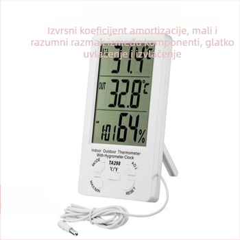 TA298 Unutarnji/Vanjski digitalni mjerač temperature i vlage s velikim zaslonom, dvostruko očitanje temperature