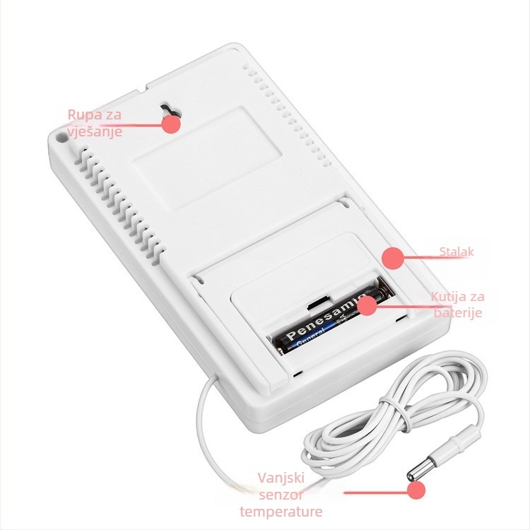TA298 Unutarnji/Vanjski digitalni mjerač temperature i vlage s velikim zaslonom, dvostruko očitanje temperature