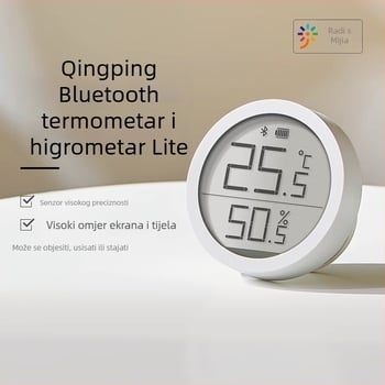Qingping Bluetooth termometar i higrometar Lite – visoko precizan senzor za unutarnje okruženje s e-ink zaslonom, model CGDK2, 1,5V gumb baterija.