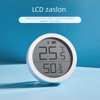 Qingping Bluetooth termometar i higrometar Lite – visoko precizan senzor za unutarnje okruženje s e-ink zaslonom, model CGDK2, 1,5V gumb baterija.