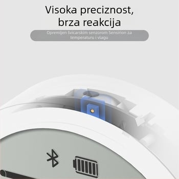 Qingping Bluetooth termometar i higrometar Lite – visoko precizan senzor za unutarnje okruženje s e-ink zaslonom, model CGDK2, 1,5V gumb baterija.