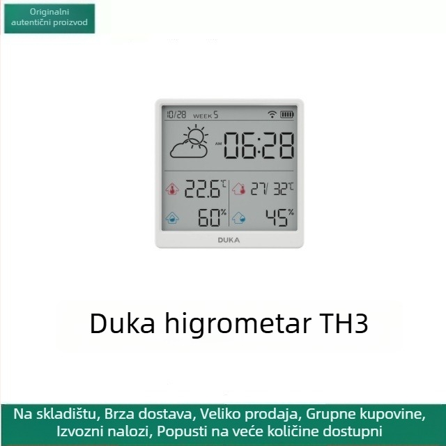 Duke TH3 higrometar s WiFi, visoka preciznost, digitalni zaslon, mogućnost ljepiti na zid ili postolje