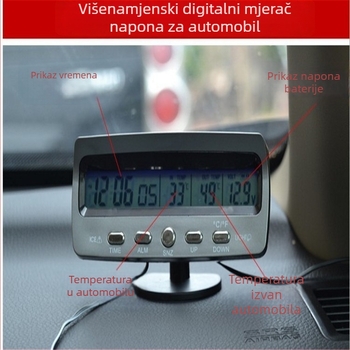TS-7045V automobilski kalendarski sat, voltmetar, unutarnji i vanjski termometar, LCD zaslon, automobilna oprema