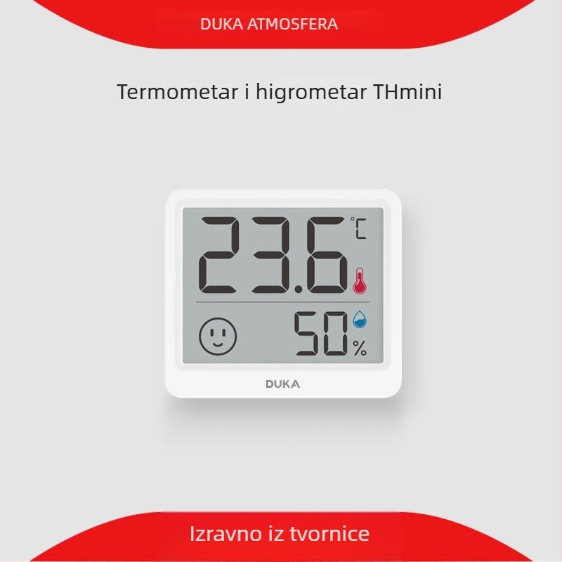 Duke digitalni termometar s prikazom vlage za kućno okruženje — unutarnje/vanjsko, samoljepljiv ili na postolju