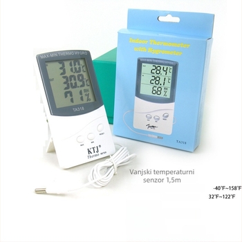 TA318 digitalni mjerač temperature i vlage s velikim zaslonom, unutarnji i vanjski termometar