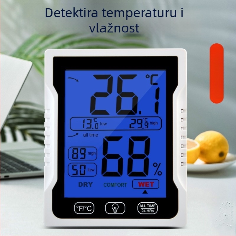 YZ6042 Industrijski mjerač temperature i vlage za staklenike i laboratorije, otporan na vlagu, koristi dvije baterije No.7