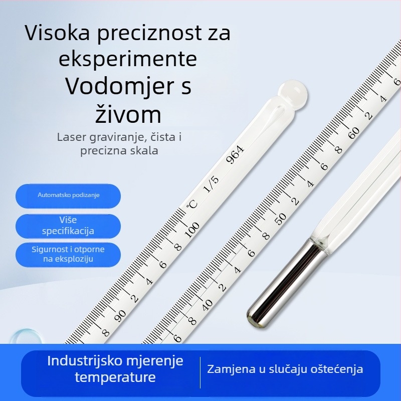 Visoko precizan termometar s živom 0.1 za industrijsko laboratorij, staklena štapna verzija