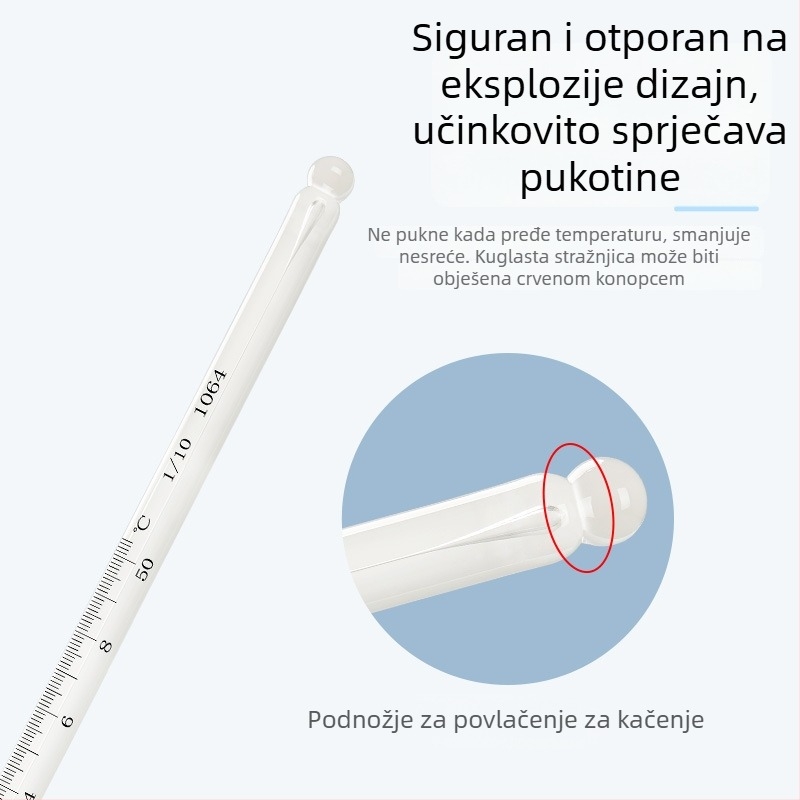 Visoko precizan termometar s živom 0.1 za industrijsko laboratorij, staklena štapna verzija