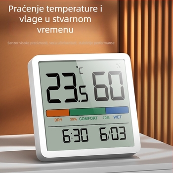 Pinsheng magnetski digitalni mjerač temperature i vlage s LED zaslonom – unutarnja upotreba, dječja soba, temperatura i vlažnost, vrijeme i datum