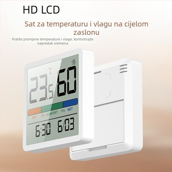 Pinsheng magnetski digitalni mjerač temperature i vlage s LED zaslonom – unutarnja upotreba, dječja soba, temperatura i vlažnost, vrijeme i datum