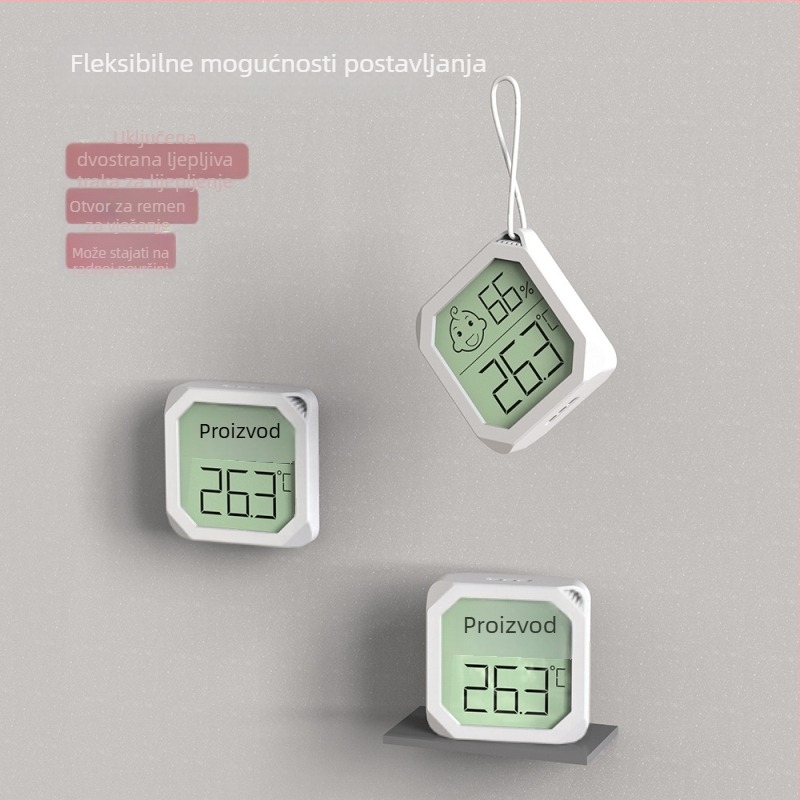 Unutarnji mini digitalni mjerač temperature i vlage s prikazom suho/mokro, zidni higrometar