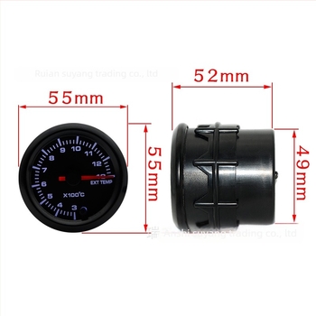 Automobilski mjerač temperature ispuha, model 6379, ABS plast, 12V DC, raspon 300–1300 °C, prilagodljiv zaslon u sedam boja