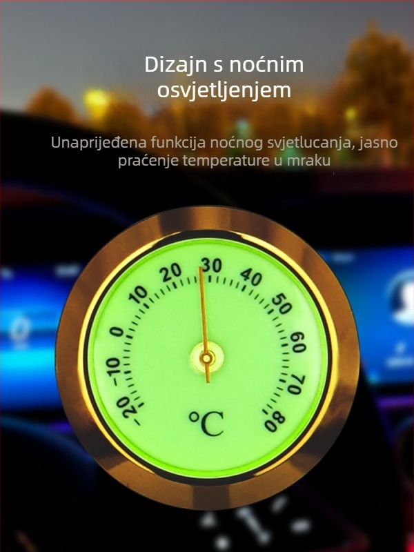 Mini termometar i higrometar za automobil, mehanički, model WS22, s osvijetljenim zaslonom