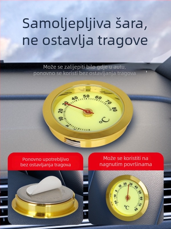 Mini termometar i higrometar za automobil, mehanički, model WS22, s osvijetljenim zaslonom