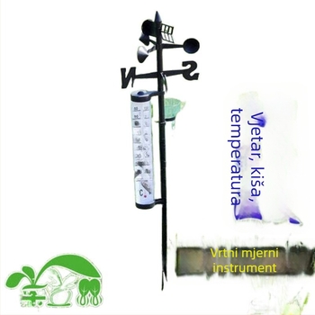 Vremenska stanica za vrt s vanjskim termometrom, mjeračem kiše i mjeračem smjera vjetra – podesivi kut.