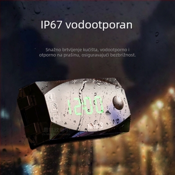 Tri u jednom za motocikl: sat, temperatura i voltmetar s digitalnim LED zaslonom, 12V