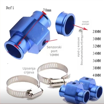 Adapter senzora temperature vode s tri izlaza – automobil, aluminijska legura, Water Tee model, 115 g