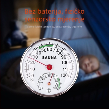 Termo-higrometar s velikim zaslonom, raspon temperature 0–120°C, raspon vlage 0–100%, točnost temperatura 1°C, rezolucija vlage 2%