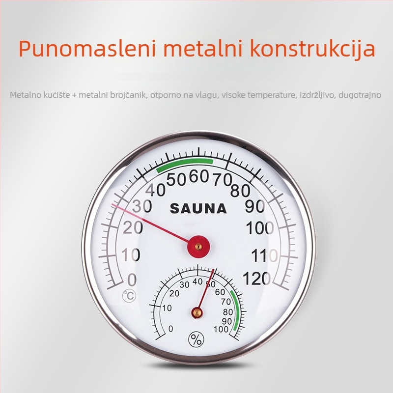 Termo-higrometar s velikim zaslonom, raspon temperature 0–120°C, raspon vlage 0–100%, točnost temperatura 1°C, rezolucija vlage 2%