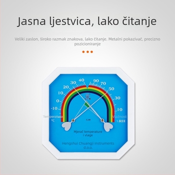 Okto-gonalni zidni termometar i higrometar - model CJM-A111a, raspon temperature -10 do 40°C, raspon vlažnosti 0-100% RH, točnost temperature ±0,1°C, točnost vlage ±0,1% RH