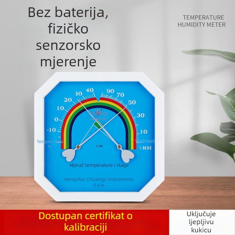 Okto-gonalni zidni termometar i higrometar - model CJM-A111a, raspon temperature -10 do 40°C, raspon vlažnosti 0-100% RH, točnost temperature ±0,1°C, točnost vlage ±0,1% RH
