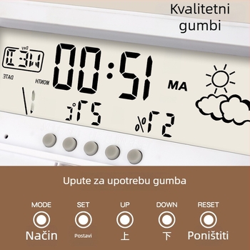 Unutarnji digitalni termometar i higrometar, precizan elektronički mjerač temperature i vlage, viseći dizajn