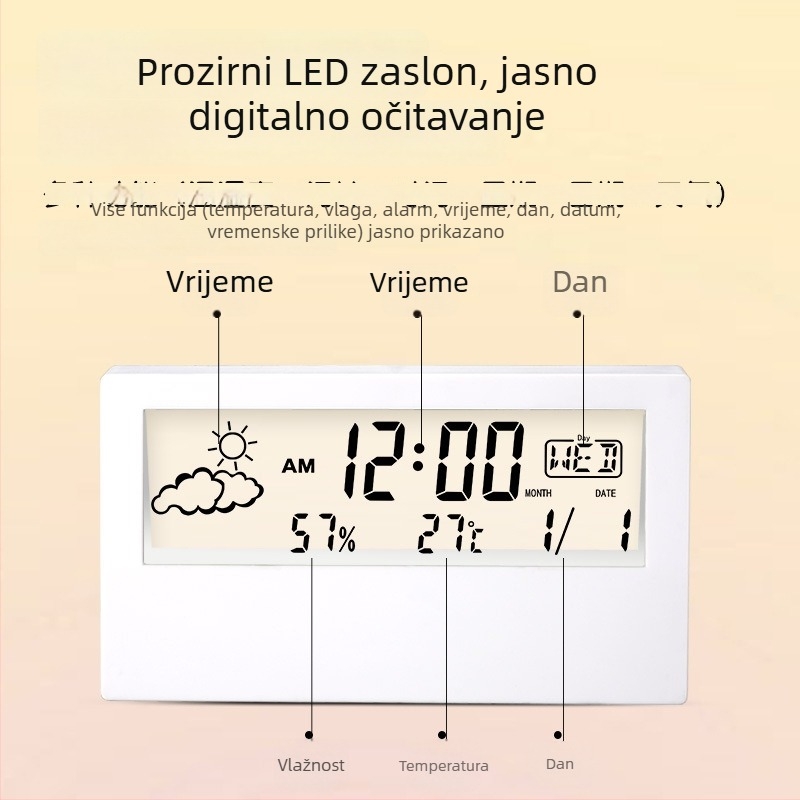 Unutarnji digitalni termometar i higrometar, precizan elektronički mjerač temperature i vlage, viseći dizajn