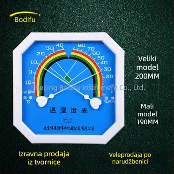WS2080A Bodford pokazivački termometar i higrometar, osmerokutni brojčanik, visoka preciznost; Porijeklo Wuqiang; Namijenjeno za dom, ured, školu, laboratorij, hotel, supermarket