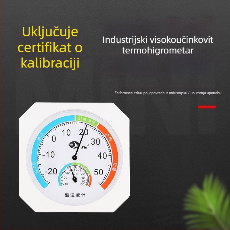Unutarnji termometar i higrometar s mokrim i suhim termometrom, visoka preciznost, stolni ili zidni