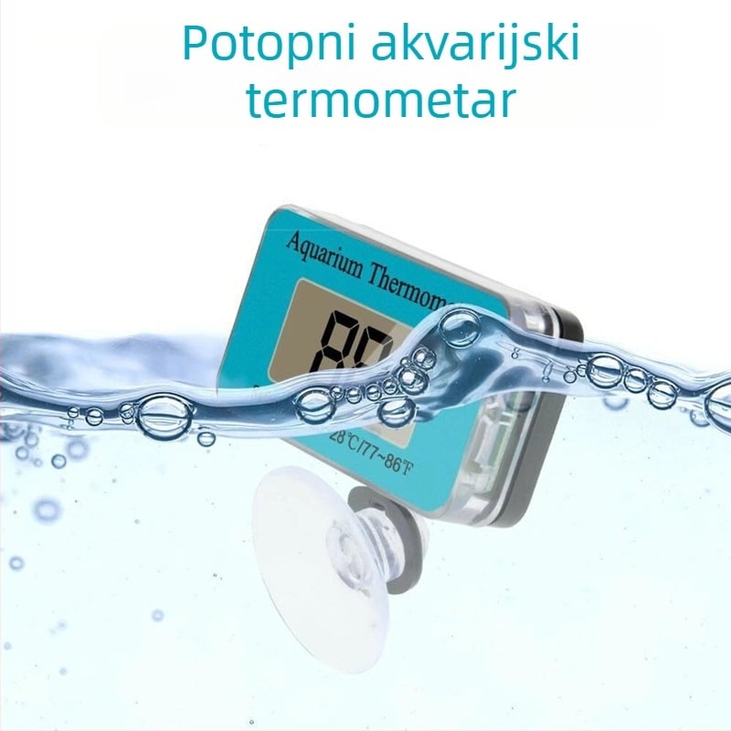 Digitalni LCD termometar za akvarij s usisnom čašicom, veliki zaslon
