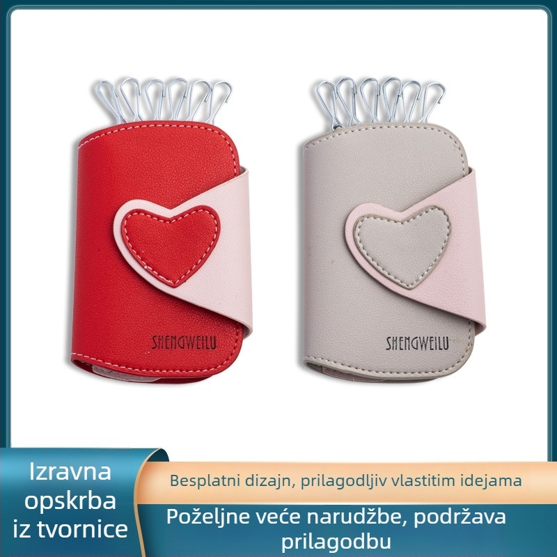 Torba za ključe KCY-02 | PU koža, otvaranje s poklopcem, uspravni kvadratni oblik, geometrijski uzorak