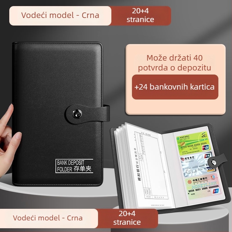 Jednostrani folder za depozitne listiće, PU materijal, klipsa 228, kompatibilan sa standardnim veličinama papira, moguć ispis logotipa, prilagodba