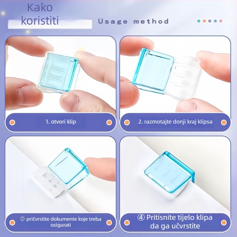 Qiwang plastični kutni klips s push-pull mehanizmom za organizaciju dokumenata