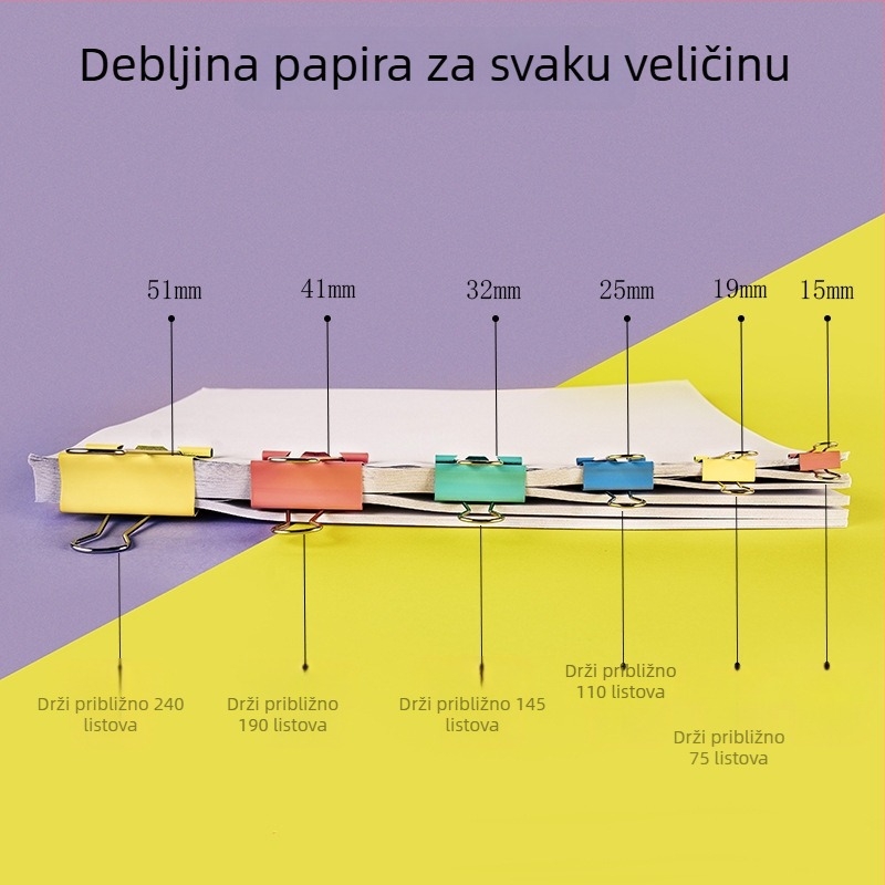 Kovinski klips za dokumente sa dugim repom, uredski pribor