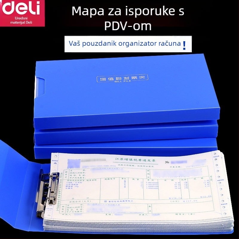 Deli 5355 Plastični fascikl za fakture s jednim snažnim klipom, vodootporan