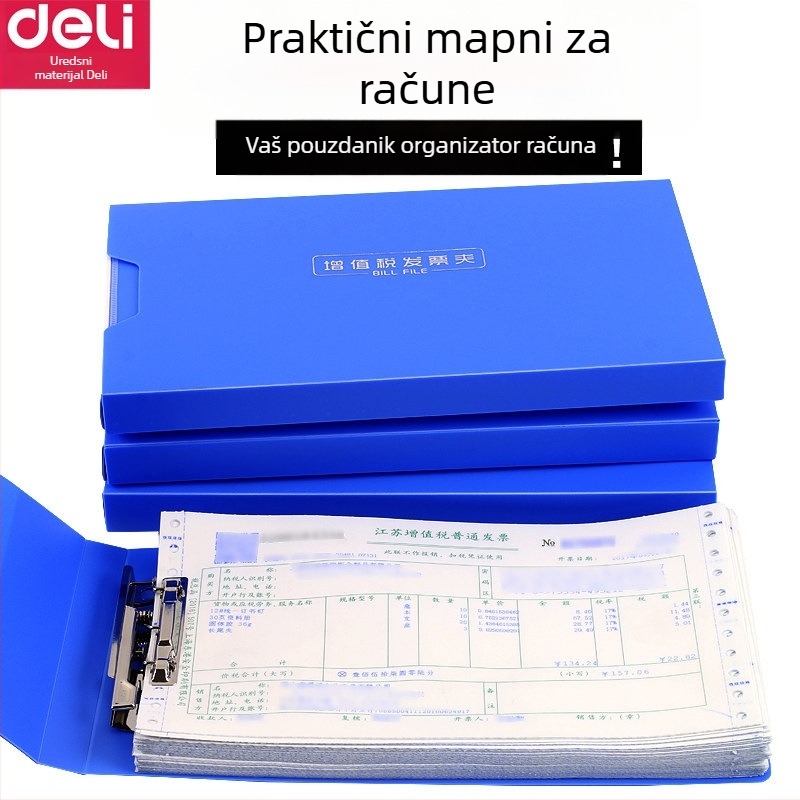 Deli 5355 Plastični fascikl za fakture s jednim snažnim klipom, vodootporan
