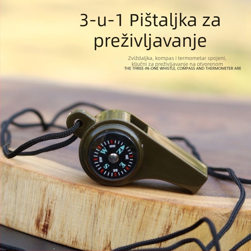 Tri u jednome kompas, termometar i zviždaljka za preživljavanje – vanjski prenosni višenamjenski alat